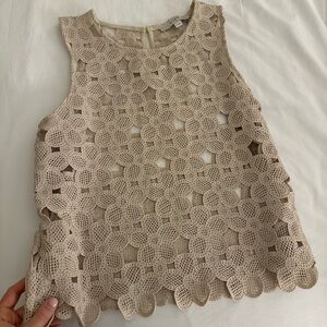 Loft Beige Crochet Tank Top
